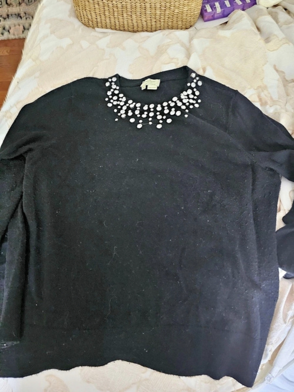 Kate Spade New York Embellished Neckline Black XL